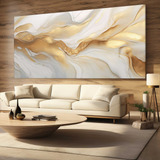 Quadro Sala Abstrato Dourado  Luxo Decorativo Grande 160x80