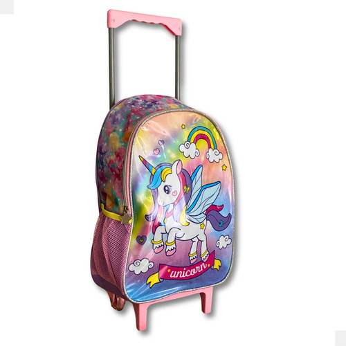 Mochila Menina Infantil Estampa 3d Escolar Com Rodinhas