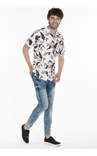 Camisa Caballero Blanco Multi Manga Corta Estampada 155186