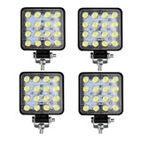 Kit 4 Faro Led 16 Auxiliar Cuadrado 48w Camion Agro 4x4