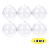 6 Bolas Esferas Transparentes 8 Cm Para Decorar Arbolito