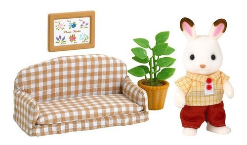 Sylvanian Set De Sofa Papa Conejo Chocolate 5013sy