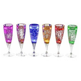 Copas De Champan Con Luz Led De Plastico Multicolor 6pzs