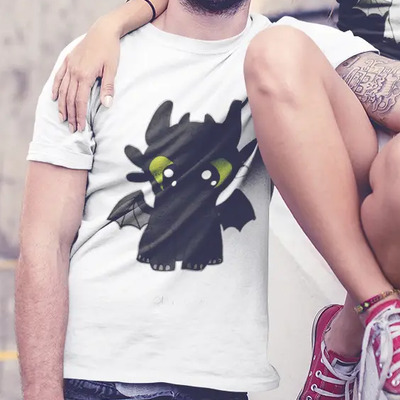 2 Playeras Pareja Duo Esposos Novios Chimuelo Dragon Entrena Blanco Y Negro L-dam/xl-cab