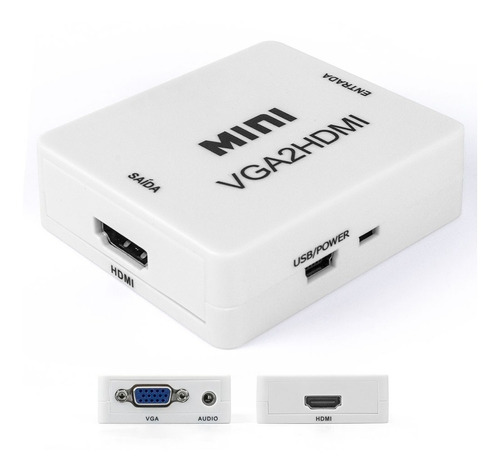 Conversor Vga C/ Audio P2 P/ Hdmi Full Hd Vga2hdmi Barato