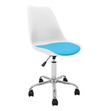 Silla Oficina Escritorio Operativa Pc Tulip Newmo Color Blanco Asiento Turquesa