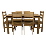 Mesa De Jantar Com 6 Cadeiras Madeira Maciça 140x80 Rustico