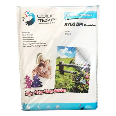Papel Fotográfico Autoadhesivo Color Make Tamaño A4 50 Hojas Color Blanco | MercadoLibre
