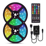 Kit Tira 10 Mts Luces Led Rgb  Exterior Autoadhesivas Fuente