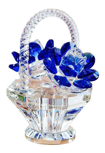 Figura Decorativa De Cristal Cesta De Flores, Corte 3d