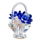 Figura Decorativa De Cristal Cesta De Flores, Corte 3d