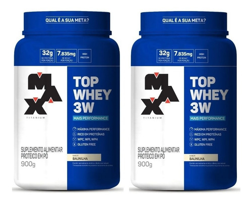 Promoção 2x Top Whey Protein 3w 900g Chocolate Max Titanium