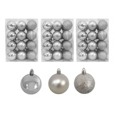 Adorno Navidad 72pz Decoracion Esferas Navideñas 3cm Color Plata Liso