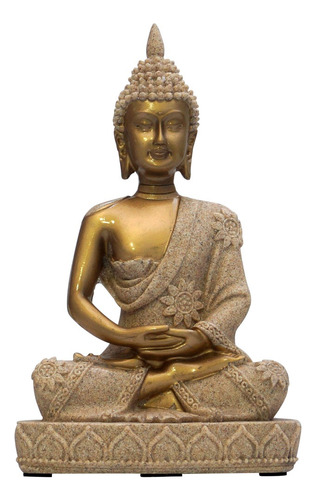 Imagen Decorativa Buda Dorado 3 Posiciones 21cm Importado