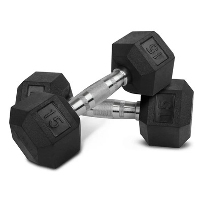 Kit 2 Mancuernas Hexagonales Acero Forro De Neopreno 15 Lbs Color Negro