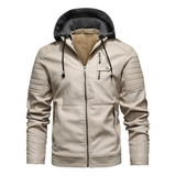 Chaqueta Biker De Hombre Con Capucha Y Forro Polar.