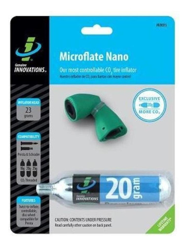 Inflador Micro Nano Con Cartucho Co2 De 20 Grs Genuine Color Verde
