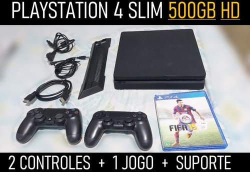 Sony Playstation 4 Ps4  Slim 500gb + 2 Controle + 1 Jogos Em Disco Original! 