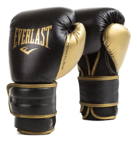 Everlast Powerlock2 - Guantes De Boxeo Negro/dorado, 12 Onza