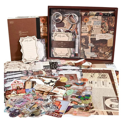 Conjunto Retro Para Scrapbooking De 136 Pzs Con Cintas Washi, Pegatinas, Cuaderno Y Material Decorativo, Ideal Para Diarios, Libros Diy Y Bullet Journal, Excelente Regalo Para Adolescentes Y Jóvenes