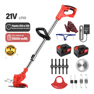 Desbrozadora Eléctrica Cortadora De Césped 21v Con 2 Batería Ironhoof XSMXF002RD color rojo | Envío gratis