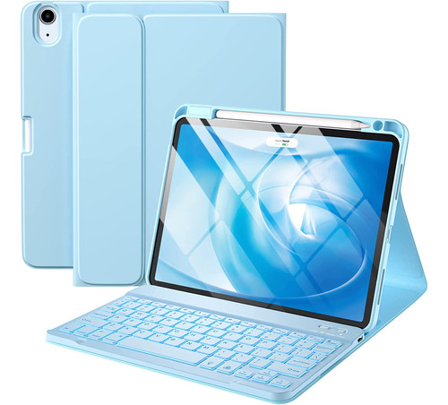 Funda Con Teclado iPad Air 10.9 Inch 5th 4th Gen Celeste