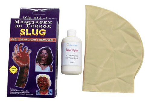 Kit Maquiagem Terror Halloween Careca+látex+kit Terror Slug