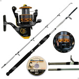 Kit De Pesca Vara Maciça 35 Lbs + Molinete 4000 E Linha 100m