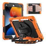 Funda iPad 10.2 Timecity 9/8/7 Gen C/protector Negro/naranja