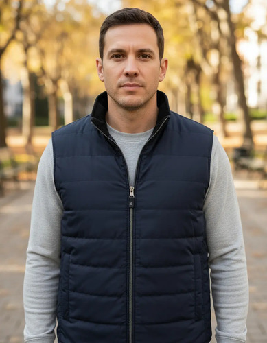 Chaleco Reversible De Cuero De Cordero Gamuza Para Hombre