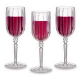 Kit 3 Taças Acrílico Para Bebidas Vinho Transparente Cristal