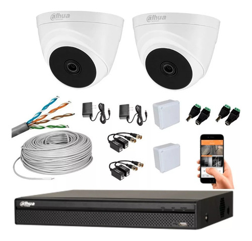 Kit Dahua Dvr 4ch 1080p + 2 Camaras Seguridad + 500gb Cctv