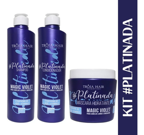 Kit #platinada Troia Hair Shampoo, Condicionador E Mascara