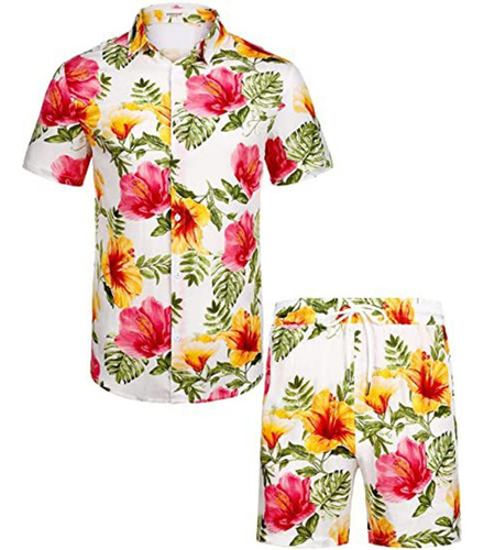 3h Conjunto De Ropa De Playa Hawaiana Para Hombre, Camisa Bo