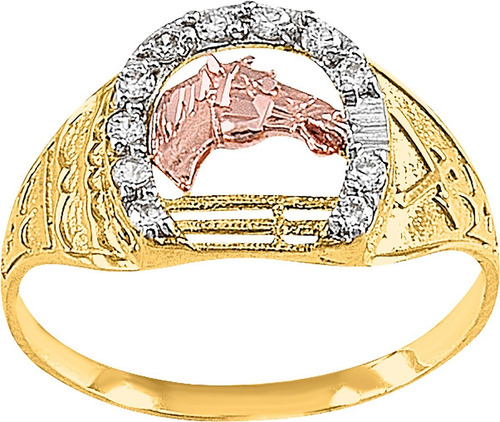 Anillo Caballero Herradura Con Caballo Oro 10 K