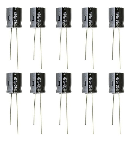 Capacitor Electrolítico 470uf 25v 8x12mm - Pack 10 Unidades