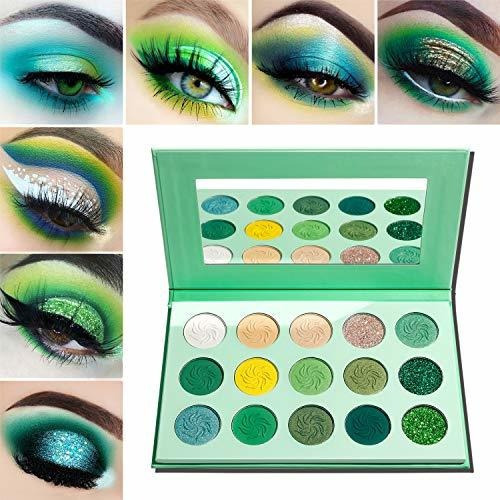 Paleta De Sombras De Ojos Verdes Con Brillo Mate, Afflano Hi