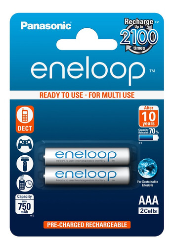 Pila Recargable Aaa Panasonic Eneloop Bk-4mcce Cilíndrica - Pack De 2 Unidades