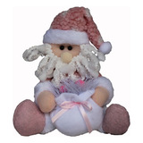 Enfeite Decorativo Papai Noel Sentado Rosa 20 Cm Pelucia Não Há