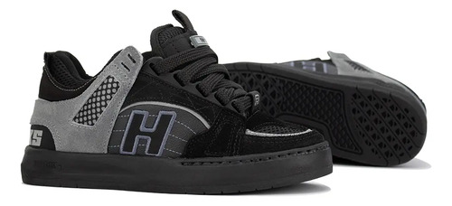 Tênis Hocks Bold Carbon Preto Refletivo Cadarços Fat Lace | Parcelamento sem juros