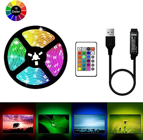 Tira De Luces Led Colores Rgb Para Tv 5050 Usb 2 M