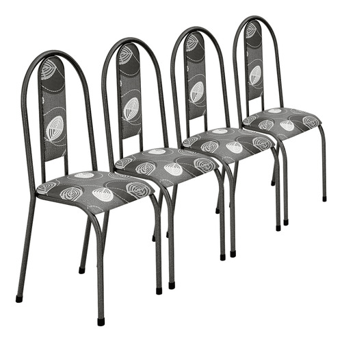 Jogo Kit De 4 Cadeiras De Jantar Em Aço Tubular Cozinha