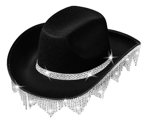 Sombrero De Vaquero Con Borlas Occidentales, Gorra De Negro