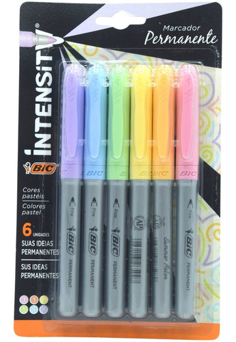 Marcadores Bic Intensity Permanente Pastel 6 Pzas Punta Fina