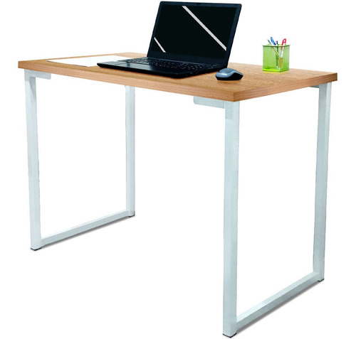 Mesa Para Escritório Estilo Industrial Mdf 120cm Ny Branca