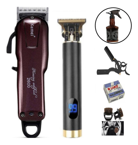 Promoção Kit Maquina  Cortar Cabelo Acabamento Vintage T9 