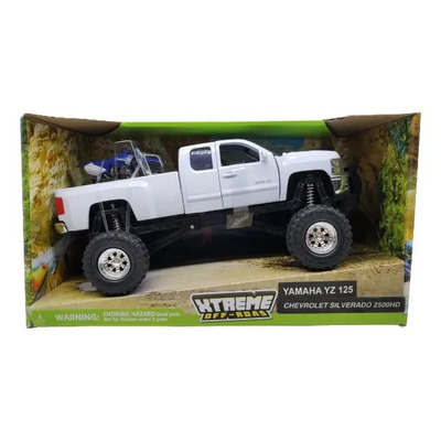 New Ray Chevrolet Silverado 2500 HD 1:43 Blanco Con Moto Yamaha YZ 125 | Envío gratis