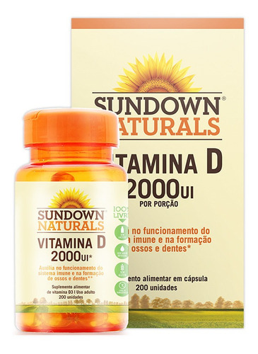 Suplemento Em Cápsulas Sundown Naturals Vitaminas Encapsulados D 2000ui Em Pote De 200g Un