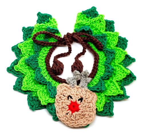 Disfraz Navidad Campana Moño Collar Crochet Amigurumi Tejido