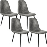 Set 4 Sillas Modernas Juego Comedor Cocina Suede Gamuza Gris